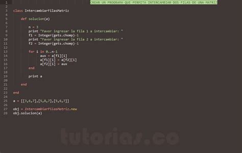 POO Arrays Ruby Intercambiar Filas Matriz Tutorias Co