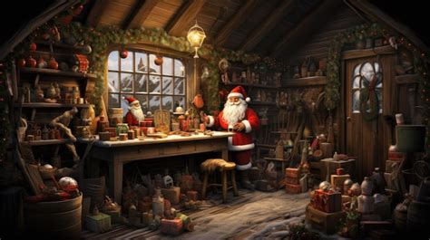 Premium Ai Image A Magical Santa S Workshop Filled With Toys Gifts