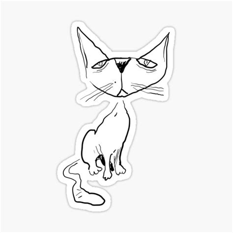 Simple Cute Cat And Pussy Drawings Sticker For Sale By Bensalvo Redbubble