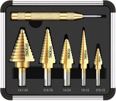 Tacklife Pdh A Classic Titanium Step Drill Bit Set Automatic Center