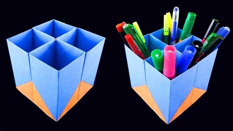 How To Make Paper Pen Holder Stand Diy Desk Organizer Back To School