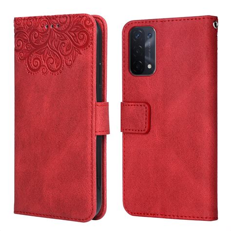 Luxury Leather Case For OPPO A74 5G Global Flower Embossing CPH2197