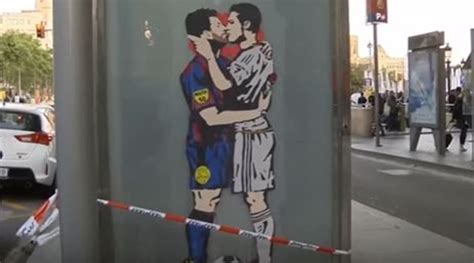 Cristiano Ronaldo, Lionel Messi kissing graffiti causes stir pre ...