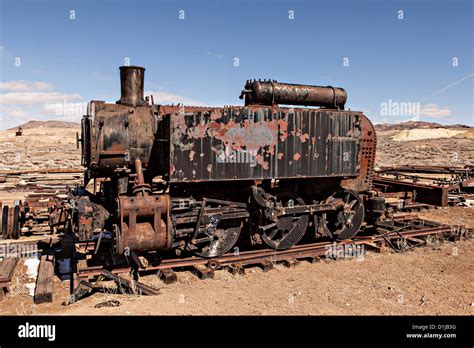 Old Railroad Steam Engine In Former Gold Mining Boomtown Turned Ghost