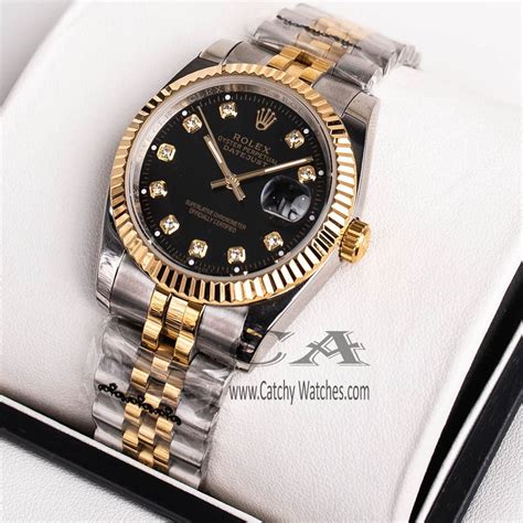 Rolex Women's Watch Black Dial & Silver | Catchy Watches