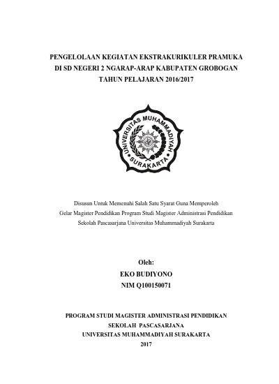 PENGELOLAAN KEGIATAN EKSTRAKURIKULER PRAMUKA DI SD NEGERI 2 NGARAP ARAP