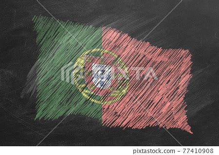 National Flag Of Portugal Chalk Drawn Stock Illustration