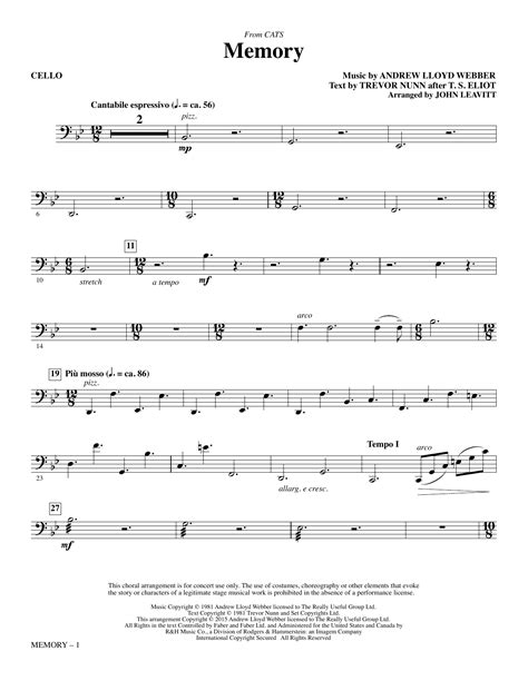 Memory Cello Sheet Music Direct