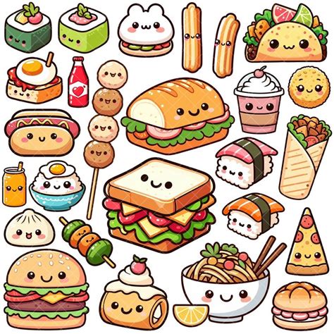 Kawaii Street Food Png Bundle Etsy Canada In 2024 Cute Easy