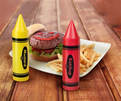 Crayon Shaped Ketchup And Mustard Dispensers Novelty Concept Food