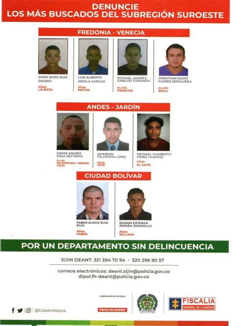 Estos Son Los Delincuentes M S Buscados En Antioquia Seg N La Polic A