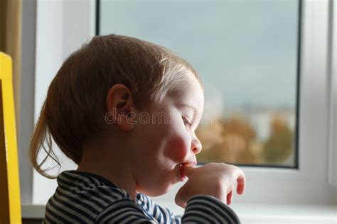 Funny Babe Blondes Licks Finger With Yogurt Stock Image Image Of Suck Finger 101649779