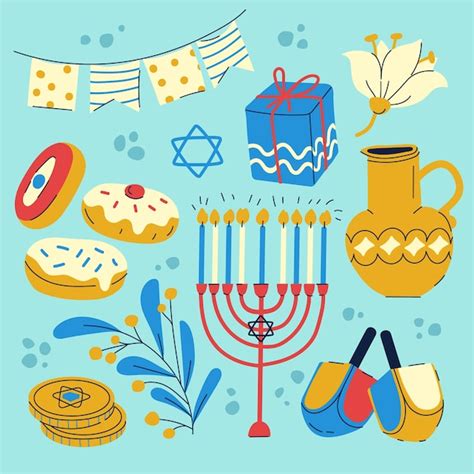 Free Vector Flat Design Elements Collection For Jewish Hanukkah