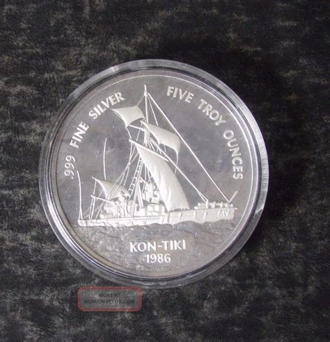 Samoa Troy Oz Silver Tala Coin Km Proof Kon Tiki