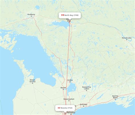 Flights From North Bay To Toronto YYB To YYZ Flight Routes