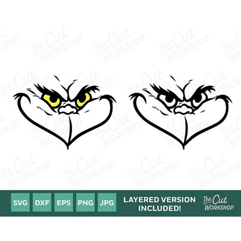 Grinch Smile Face | Layered SVG Clipart Images Digital Downl | Inspire Uplift