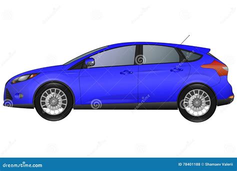 Seitenansicht Des Blauen Autos Vektor Abbildung Illustration Von