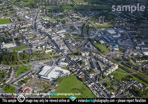 Mullingar aerial photo, the most populated town of the midlands.