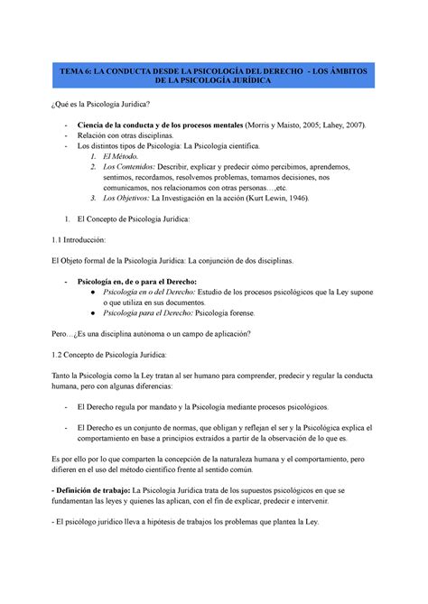 M Dulo Ii Psicolog A Jur Dica Tema La Conducta Desde La Psicolog A