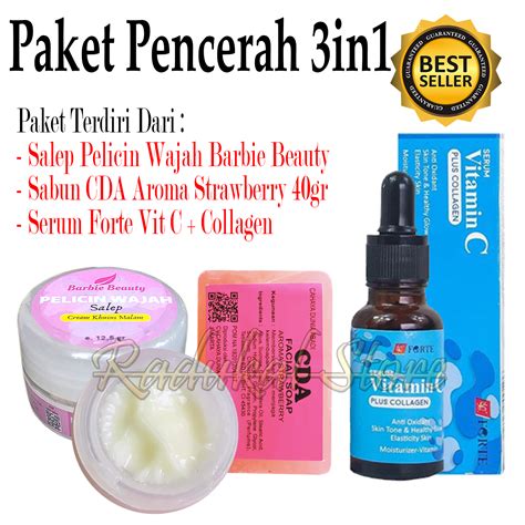 Paket Pencerah 3in1 Salep Pelicin Wajah Barbie Beauty Sabun CDA