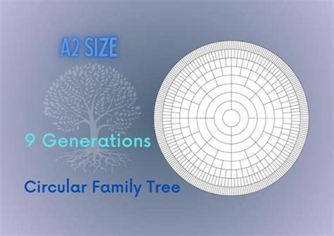 9 Generation Circular Family Tree A2 Printable Ancestral - Etsy