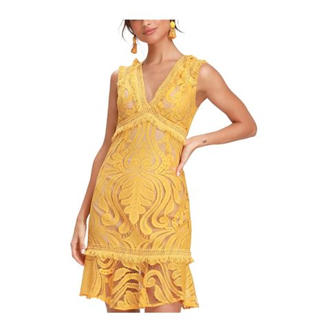 Ryse The Label Yellow Gold Lace Mini Dress Nwt M Gem