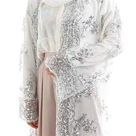 Tifenny Muslim Women Lace Sequin Cardigan Maxi Dress Kimono Open Abaya