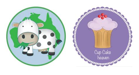 A Cow With A Cupcake On It S Head Next To A Sticker That Says Cup Cake