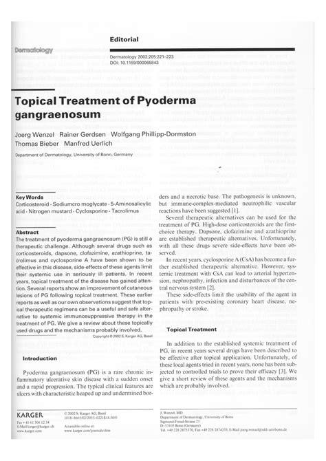 (PDF) Topical Treatment of Pyoderma gangraenosum