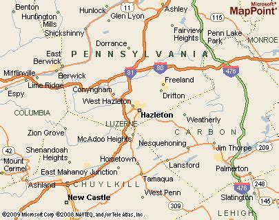 hazleton pennsylvania  area map