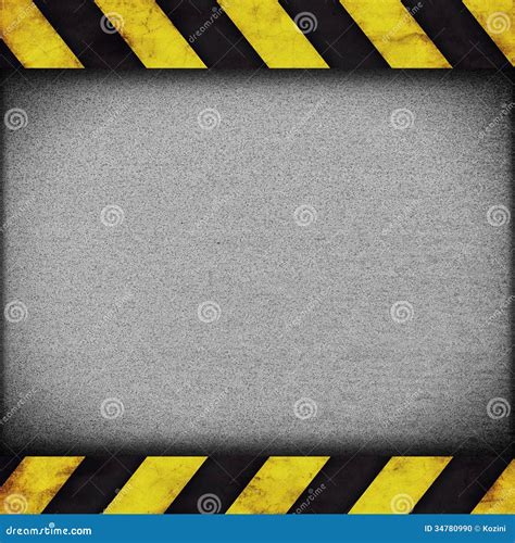 Warning Stripes Background With Rusty Plate Stock Illustration