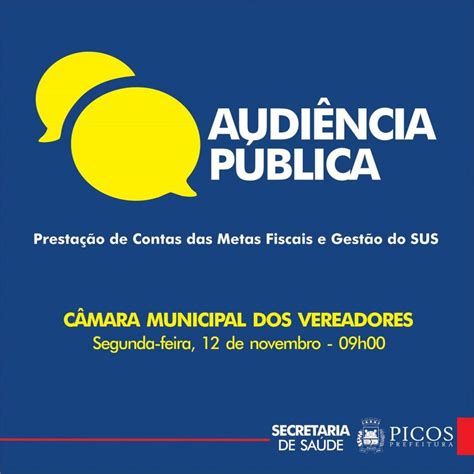 Prefeitura De Picos Munic Pio Realizar Audi Ncia P Blica De Presta O