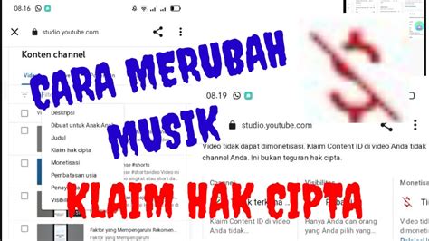 Cara Mengganti Lagu Yang Terkena Klaim Hak Cipta YouTube