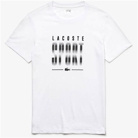 Lacoste Mens Crew Neck Tech Jersey T Shirt Whiteblack