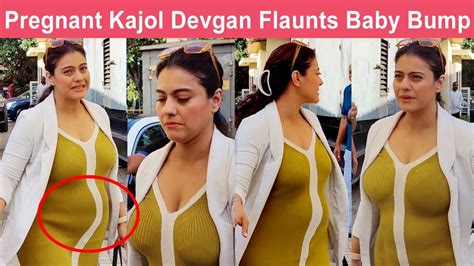 Pregnant Kajol Devgan Flaunts Huge Baby Bump In Tight Dress Youtube