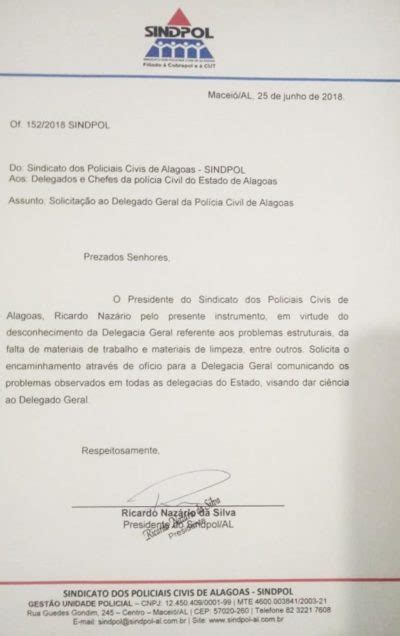 Sindpol Alagoas Sindpol Solicita Aos Delegados E Chefes Da Policia