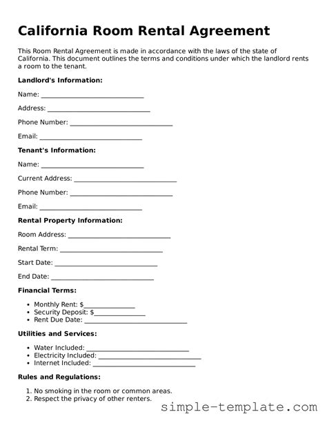 Make Your California Room Rental Agreement With Our Fillable Template