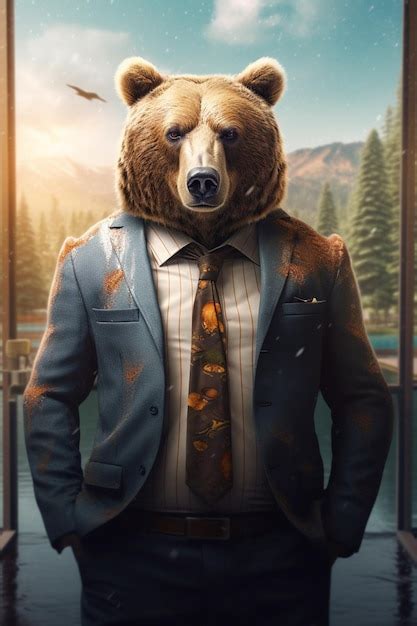 Premium Photo | Bear in a suit Generative AI