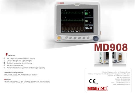 Meditech MD908 Patient Monitor Datasheet