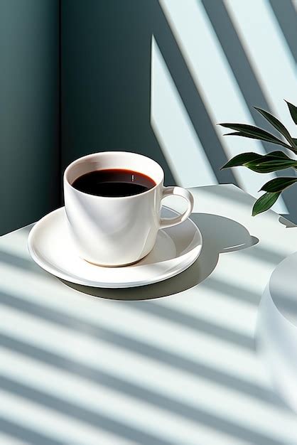 Premium Photo Cup Of Black Coffee Or Tea On A Black Gray Striped