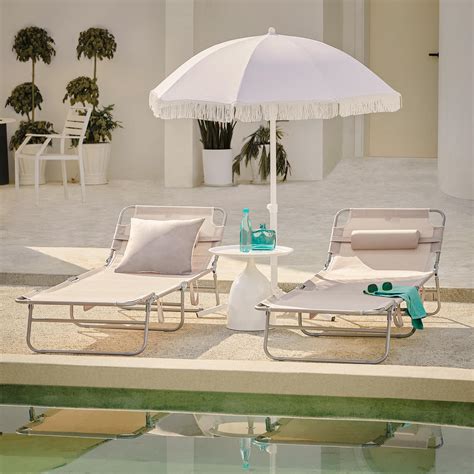 Sobuy Ogs Mix Lot De Chaises Longues Bains De Soleil Transats De