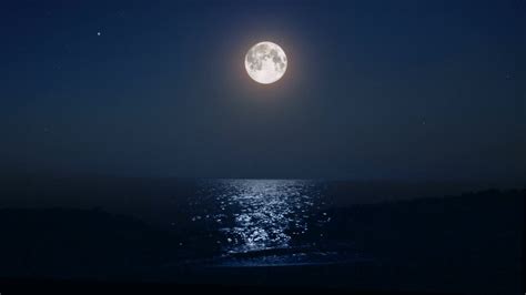 Night Moon And Moonbeam In Sea Stock Footage Youtube