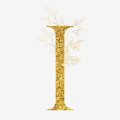 Coleção de Letras em Glitter Dourado e Design Floral Elegante