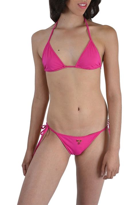 Dsquared Fuchsia Metal Detail Decorated Two Piece Bikini Swimsuit US L