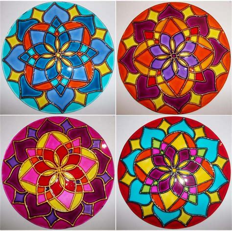 Mandalas En Vidrio Pintados A Mano Artesanales En