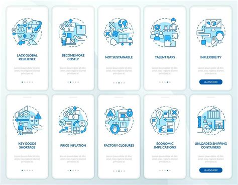 Supply Chain Disruptions Blue Onboarding Mobile App Screen Logistics Walkthrough 4 Steps