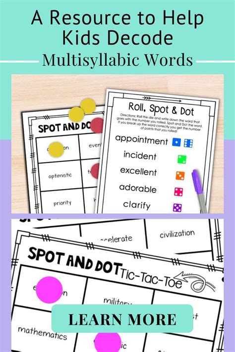 Syllable Division Decoding Multisyllabic Words Games 6 Syllable