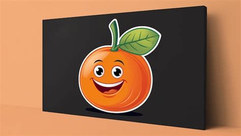 Orange Fruit Cartoon Vector Illustration Mascot With Black Background