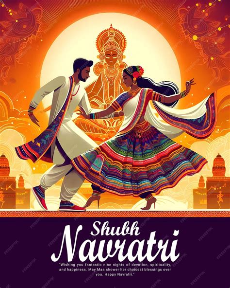 Happy Navratri and Shubh Navratri with Garba Couple celebration social media post template ...