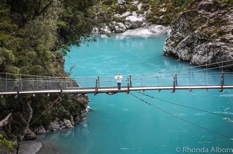 Azure Waters and Swing Bridge at Hokitika Gorge, New Zealand